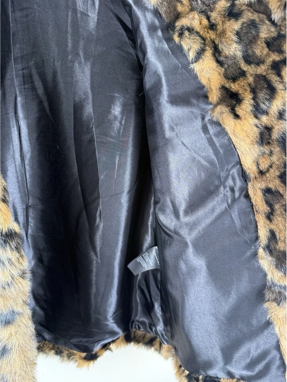 NWOT Tahari Leopard Print Faux Fur Collared Coat Lined Pockets Size XS